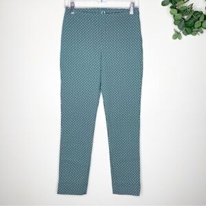 Save The Queen Pants XS Geometric Print Retro Mod Teal Aqua Cotton Made in Italy